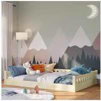 Bellabino Bodenbett Miera 140x200 cm, Montessori Kinderbett Natur lackiert,