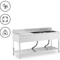 Royal Catering Spültisch - 2 Becken - Edelstahl -