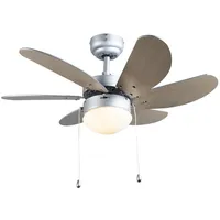 QAZQA Deckenventilator stahl mit Holzprint 80cm mit Zugschalter -