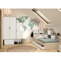 Gami Schlafzimmer-Set GAMI, weiß (kastanie natur nachbildung, weiß), B:120cm