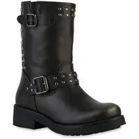 VAN HILL Bikerstiefel in Grau Metallic