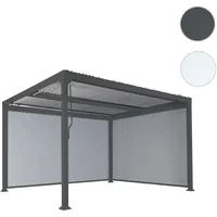Mendler Alu Pergola HWC-L41 mit 2x Seitenwand, Lamellen-Pavillon, stabiles