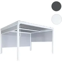 Mendler Alu Pergola HWC-L41 mit 3x Seitenwand, Lamellen-Pavillon, stabiles
