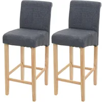 Mendler 2er-Set Barhocker HWC-C33, Barstuhl Tresenhocker, Holz - dunkelgrau,