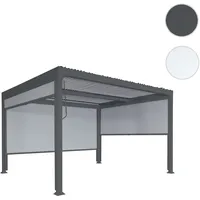 Mendler Alu Pergola HWC-L41 mit 3x Seitenwand, Lamellen-Pavillon, stabiles