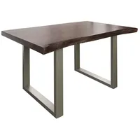 MASSIVMOEBEL24.DE Baumtisch Akazie 140x90x77 braun lackiert / U-Beine silber