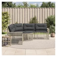 VidaXL Gartensofa in L-Form mit Kissen und Fußbank Hellgrau