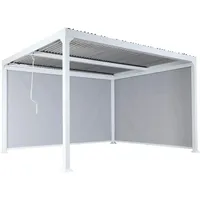 MCW Alu Pergola MCW-L41 mit 2x Seitenwand, Lamellen-Pavillon, stabiles