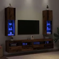 VidaXL TV-Schränke mit LED-Leuchten 2 Stk. Altholz-Optik 30,5x30x102cm