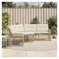 VidaXL Gartensofa in L-Form mit Kissen und Fußbank Beige