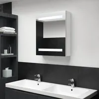 VidaXL LED-Bad-Spiegelschrank Glänzendes Weiß 50x14x60 cm