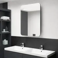 VidaXL LED-Bad-Spiegelschrank Glänzendes Grau 60x11x80 cm - Grau