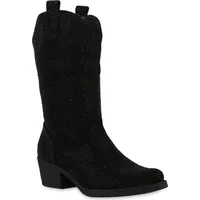 VAN HILL Damen Cowboystiefel in Schwarz