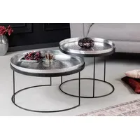 Riess-Ambiente Couchtische ELEMENTS - 2er Set rund 60cm silber