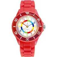 Alienwork Kids Lernuhr Kinderuhr Mädchen Uhrzeit Lernen Rot Silikon-Armband