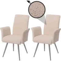 Mendler 2er-Set Esszimmerstuhl HWC-G55, Stuhl mit Armlehne, Edelstahl gebürstet