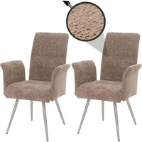 Mendler 2er-Set Esszimmerstuhl HWC-G55, Stuhl mit Armlehne, Edelstahl gebürstet