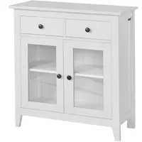 SoBuy Vitrine, weiß - Sideboard mit 2 Türen Küchenschrank