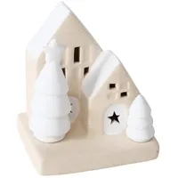 Boltze Dekofigur Haus aus Stein mit LED-Beleuchtung, 10,5 cm