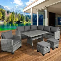Brast Polyrattan Eck Sitzgruppe Hacienda Grau/Anthrazit