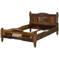 Massivmoebel24 Bett Altholz 160x200x100 mehrfarbig lackiert FABLE #22
