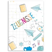 Itenga Zeugnismappe mit Motiv A4 Sichtbuch Motiv Doodles mit