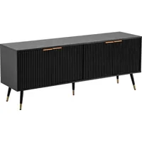 FineBuy Lowboard 150 cm Schwarz/Eiche Modern 150x60x39 cm Metall/MDF/Spanplatte