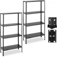 Relaxdays Schwerlastregal, 2er Set, 4 Ebenen, schwarz