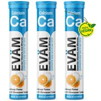 Eväm Calcium Brausetabletten Geschmack Orange 3x 20 Stück Vitamin