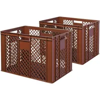 BRB-Lagertechnik 2x Eurobehälter/Bäckerkiste, LxBxH 600x400x410 mm, lebensmittelecht, Boden und