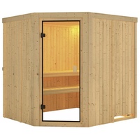 Karibu Sauna Bodo mit Eckeinstieg, Glastür Bronziert