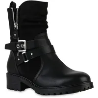 VAN HILL Damen Biker Boots in Schwarz