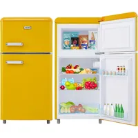 Merax Table Top Kühlschrank Retro Kühl-/Gefrierkombination BCD-100C, Metall Türgriff,