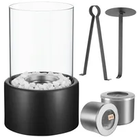 Tectake tectake® Bioethanol-Tischkamin, hitzefest, 2 Brennkammern mit Glasfaserwolle, 16,5