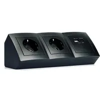 McPower Tischsteckdose Flair 0,15 m Schwarz 2 St.