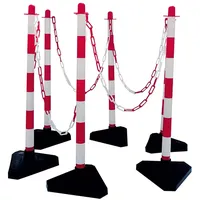 Schake Kettenständer-Set Beton Gefülltem Dreieckfuß Kunststoff Weiß-Rot 6-tlg.