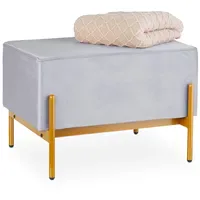 Relaxdays Sitzbank Samt, Beige,Grau