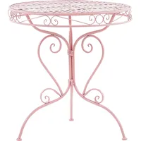 Beliani Gartentisch rosa Metall rund Balkon Terrasse Garten Romantisch