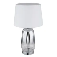 GLOBO Tischleuchte Wohnzimmerleuchte Tischlampe Nachttischlampe Beistellleuchte, Metall Glas Textil