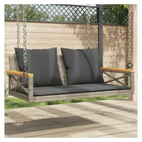 Furnicato Hängebank mit Kissen Grau 109x62x40 cm Poly Rattan