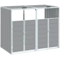 VidaXL Mülltonnenbox für 2 Tonnen Grau 144x81x113 cm Stahl