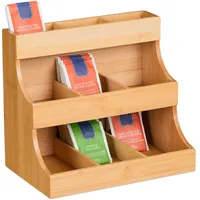 Relaxdays Tee Organizer, 9 Fächer, aus Bambus, HxBxT: 24