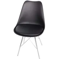 Ab:stil.art.moebel Esszimmerstuhl Schalenstuhl schwarz matt Füße aus Chrom LEKUES