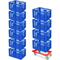 BRB-Lagertechnik BRB 10 Euroboxen, 600x400x320 mm, lebensmittelecht, blau +