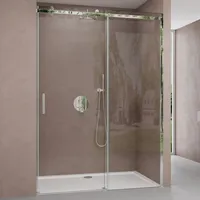 Doporro Nischentür Nischenschiebetür Duschabtrennung Teramo4 135x195cm ESG-Sicherheitsglas Duschtür aus
