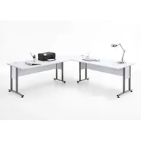 Preisbrecher Schreibtisch >CALVIA 105< in Brillantweiß - 240x75x240cm (BxHxT)