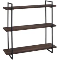 MCW Wandregal MCW-K78, Hängeregal Schweberegal, 3 Regalböden Massiv-Holz Industrial