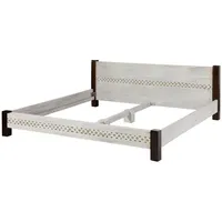 Massivmoebel24 Bett Mango / Akazie 200x200x75 weiß gewachst CASTLE-ANTIK