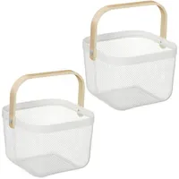 Relaxdays Drahtkorb mit Henkel 2er Set 26 x 25