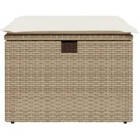 VidaXL Gartenhocker mit Kissen Beige 55x55x37 cm Poly Rattan